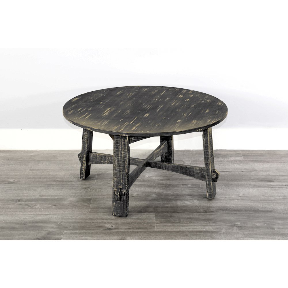 Marina Farmhouse Mahogany Wood Coffee Table in Black Sand. Picture 2