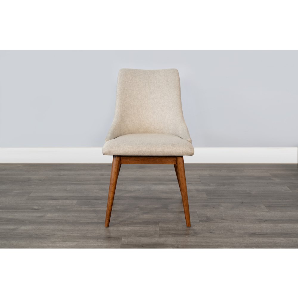 Mid-Century Modern Upholstered Dining Chair, Wooden Legs (Set of 2). Picture 2