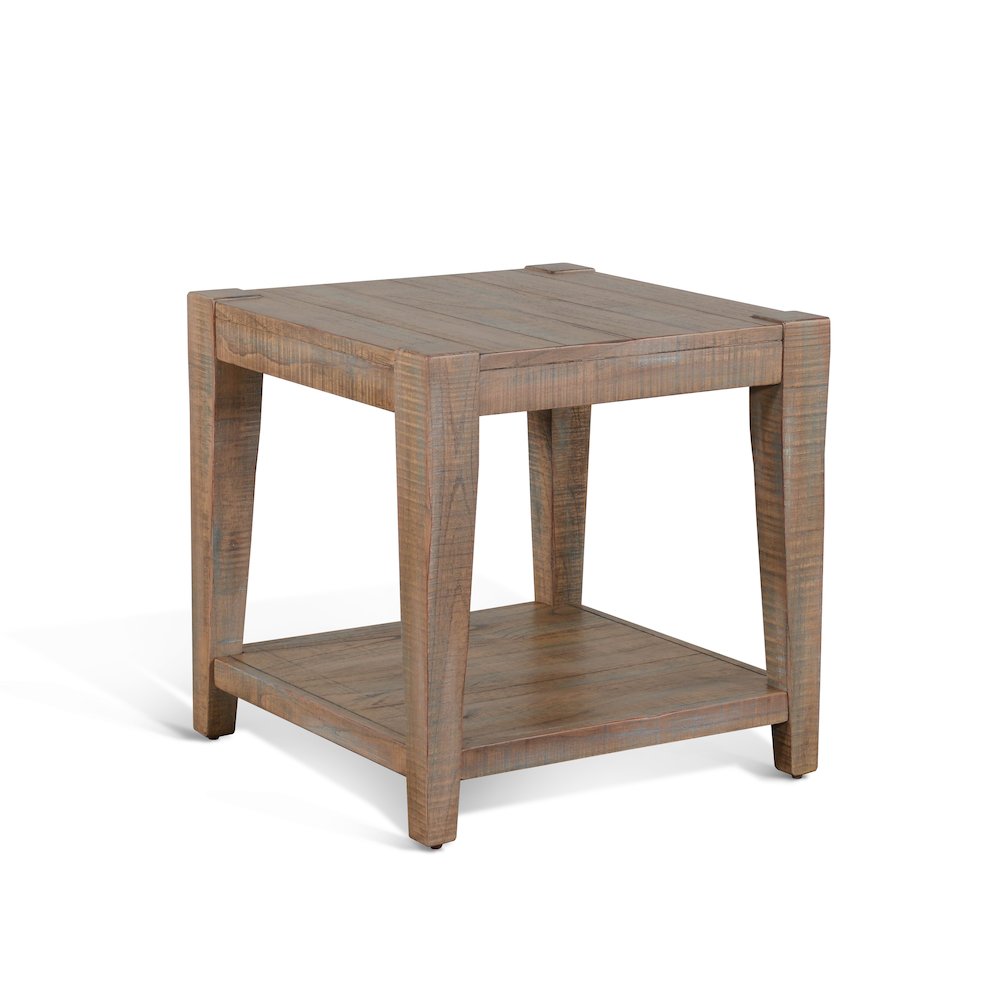 24" Modern Mindi Wood End Table in Weathered Brown. Picture 1