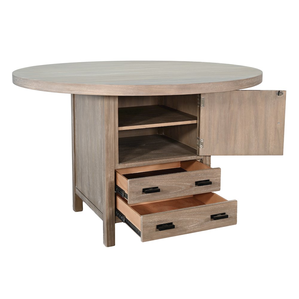Round Dining Table with Built-in Storage Cabinet and Drawers. Picture 3