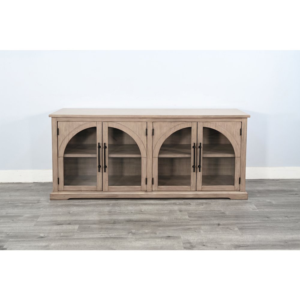 Elena Modern Wood Display Cabinet with Arched Glass Doors. Picture 2