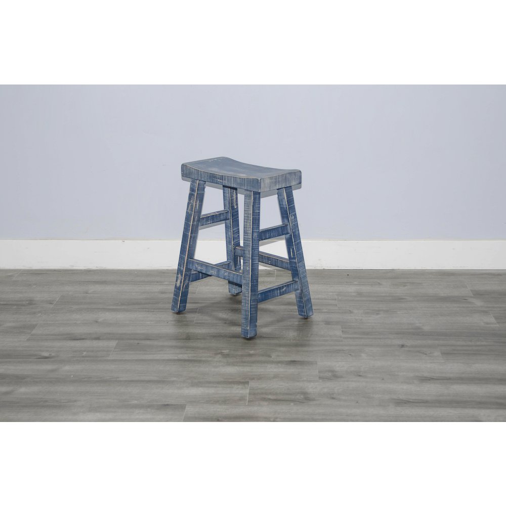 Ocean Blue Counter Saddle Seat Stool, Wood Seat (Set of 2). Picture 3