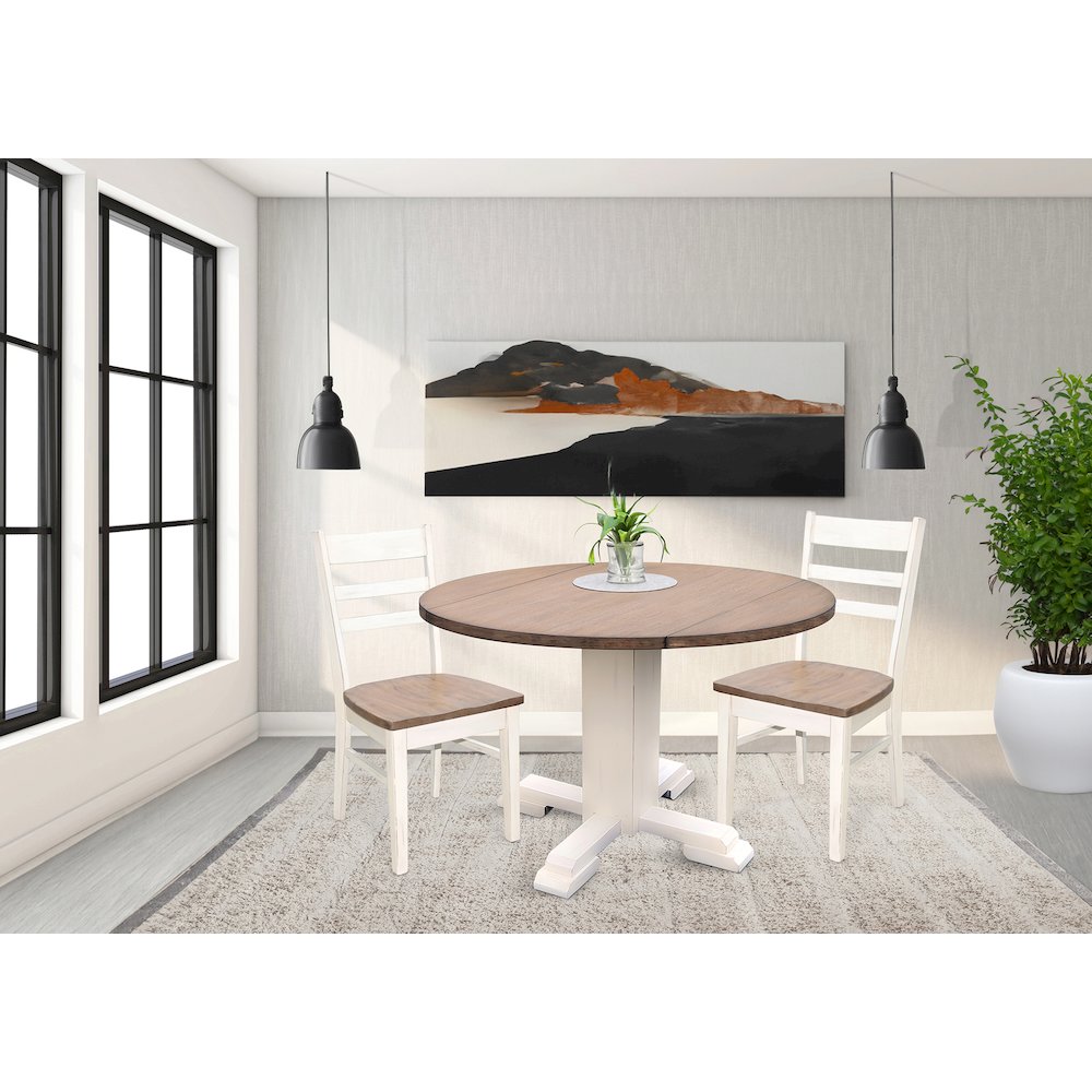 Drop Leaf Round Table, Buckskin/Marble White. Picture 2