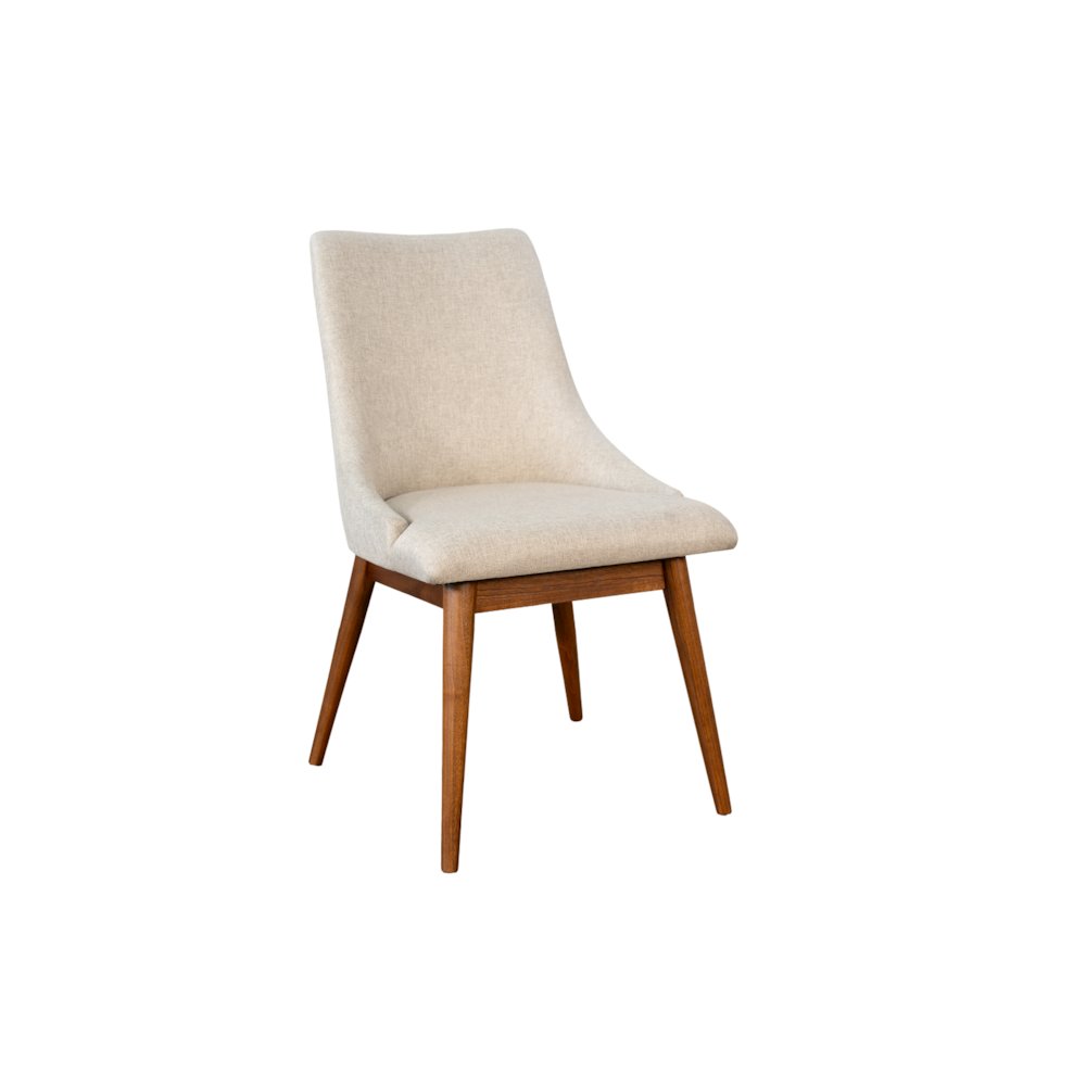 Mid-Century Modern Upholstered Dining Chair, Wooden Legs (Set of 2). Picture 1