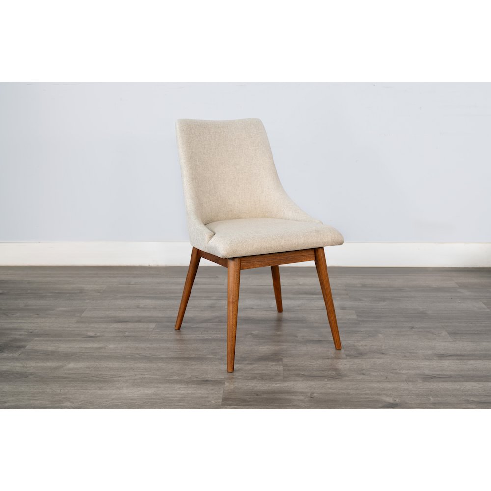 Mid-Century Modern Upholstered Dining Chair, Wooden Legs (Set of 2). Picture 3