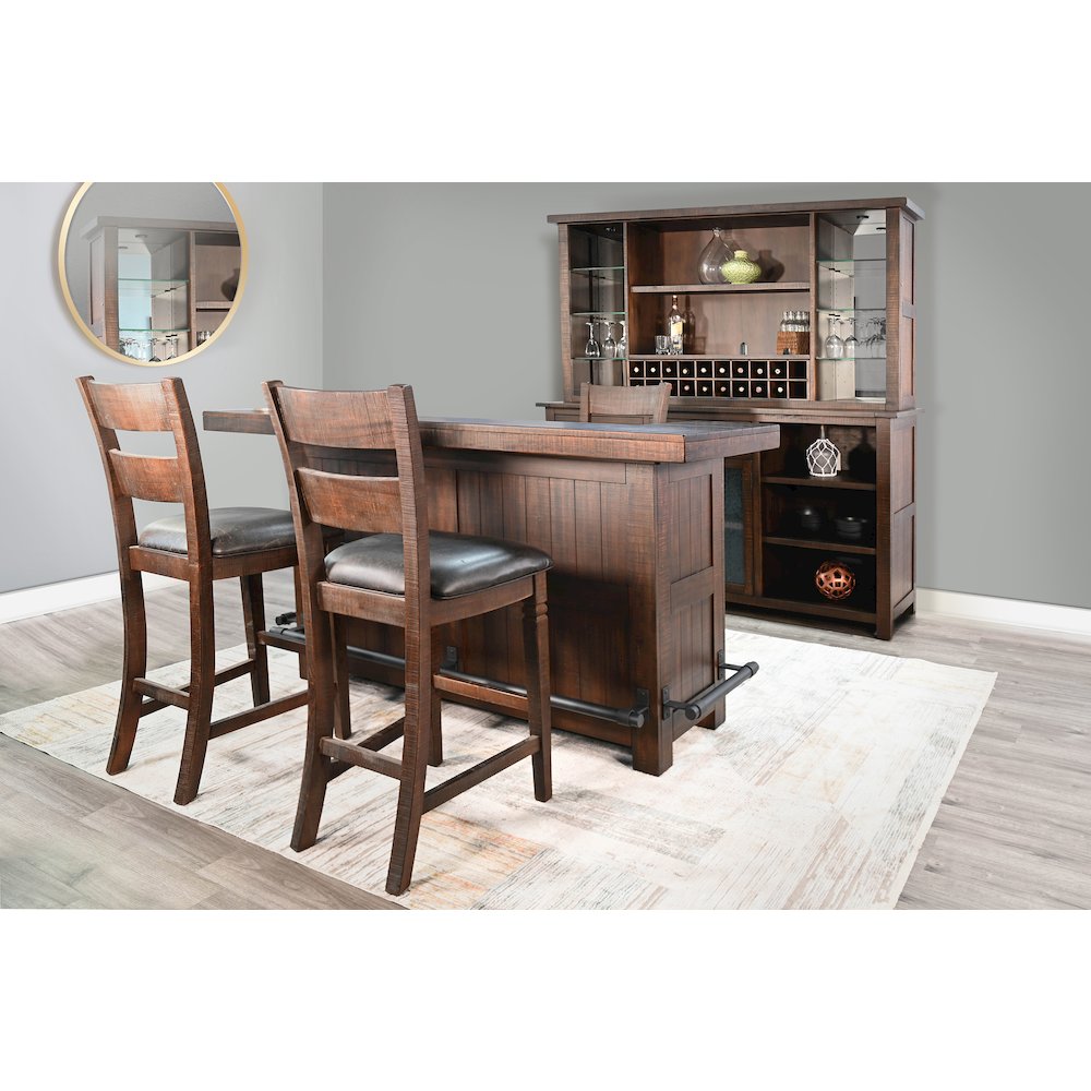 80" Traditional Wood Home Bar with Stools. Picture 3