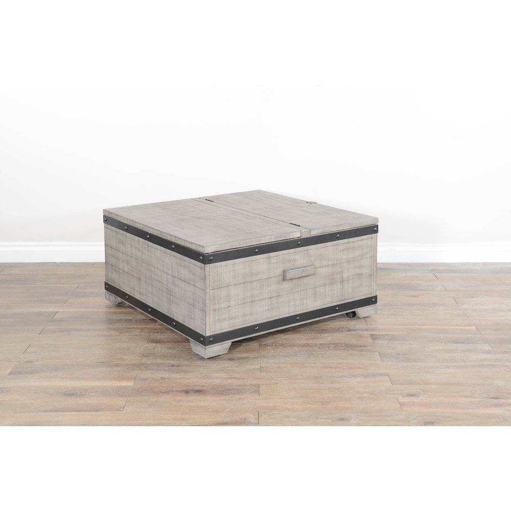 Mahogany Wood Coffee Table with Lift Top and Casters - Alpine Gray. Picture 3