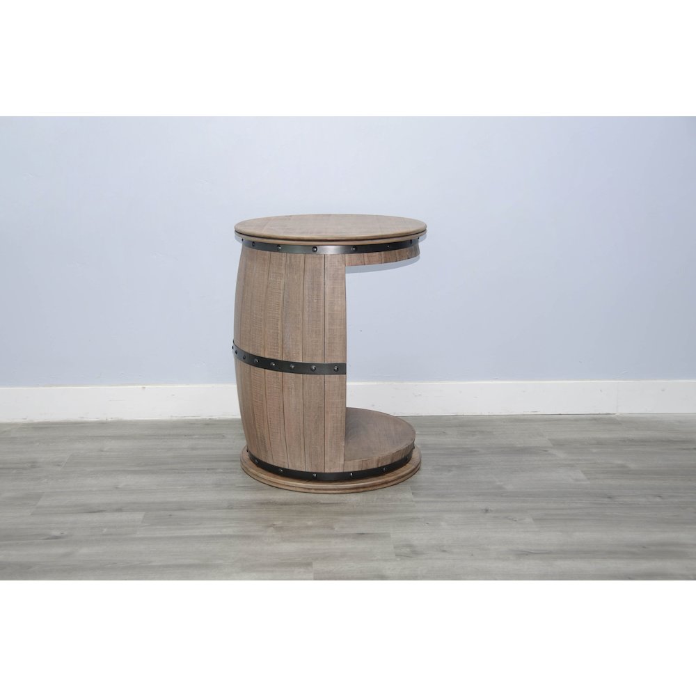 Sunny Designs Half Barrel Wine Bar with Metal Accents. Picture 4