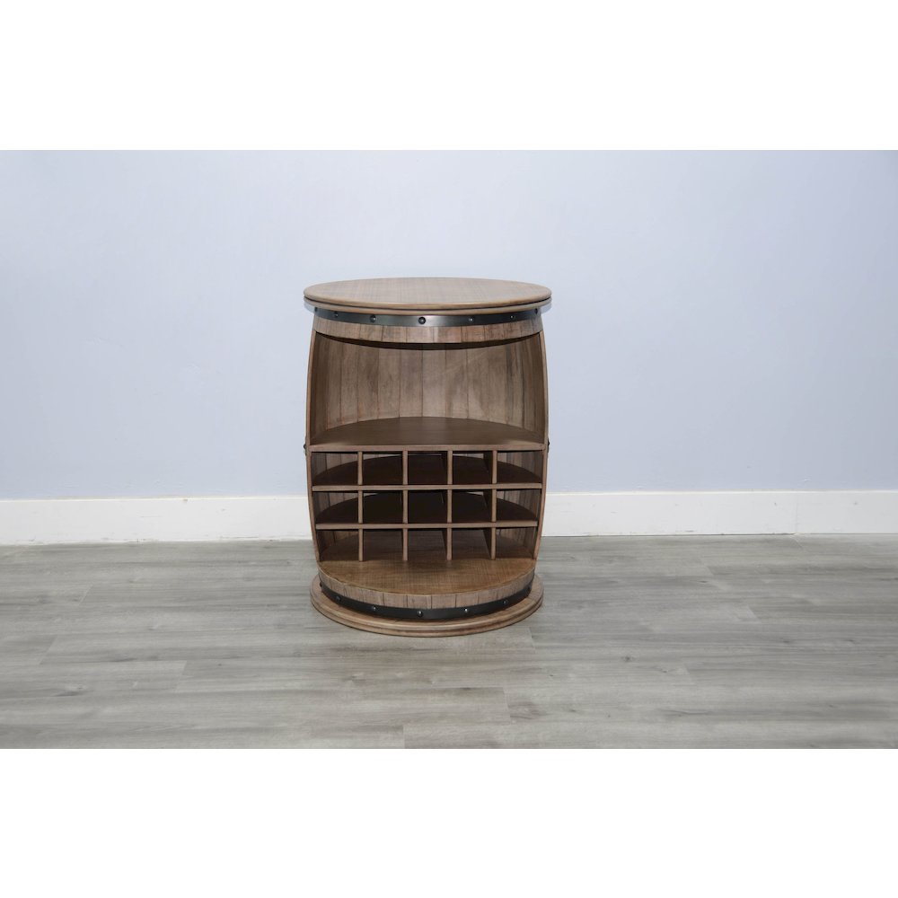 Sunny Designs Half Barrel Wine Bar with Metal Accents. Picture 5