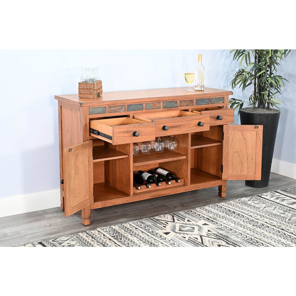 Sunny Designs Wood Buffet with Natural Slate. Picture 2