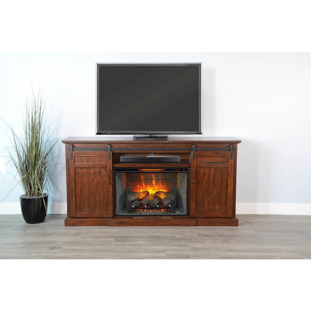 78" Barn Door Media Console with Electric Fireplace. Picture 2