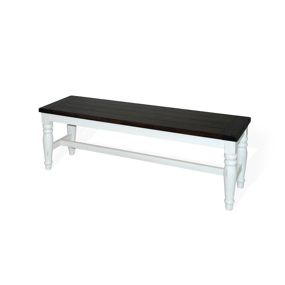 Sunny Designs White Bench with Wood Seat. Picture 1