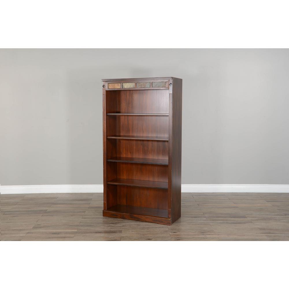 Sunny Designs Santa Fe 60" Traditional Wood Bookcase in Dark Chocolate. Picture 4