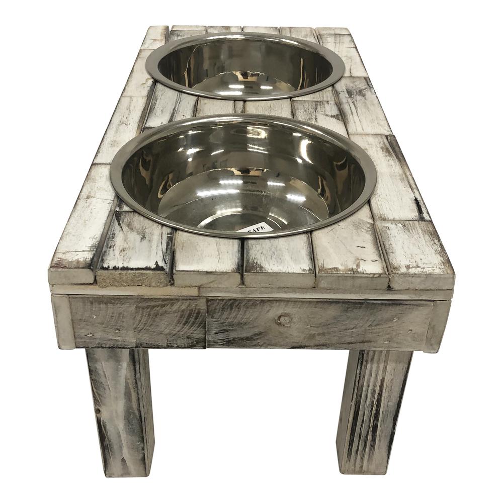 Huntley Berjen Table Double Feeder, Large White Wash. Picture 2