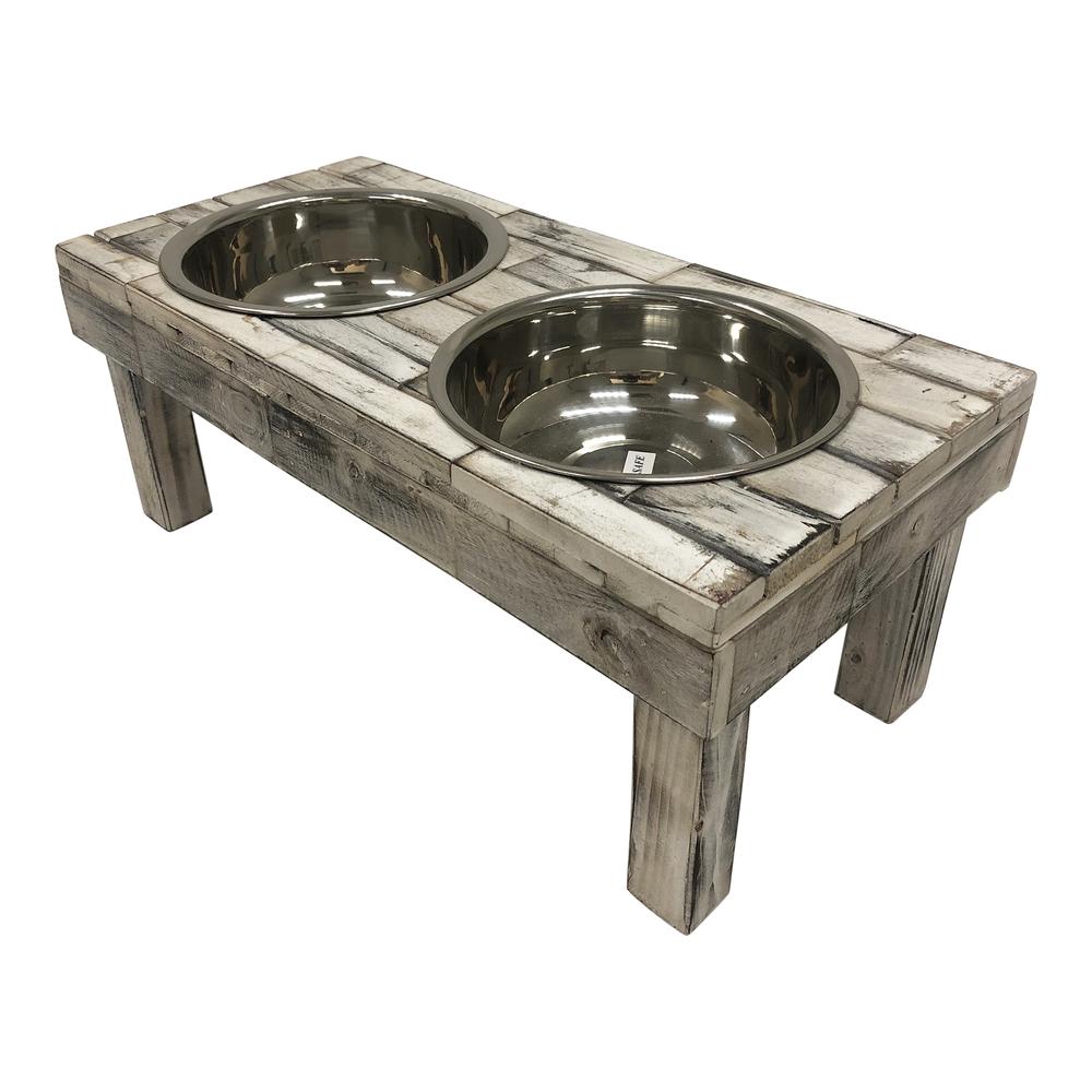 Huntley Berjen Table Double Feeder, Large White Wash. Picture 4