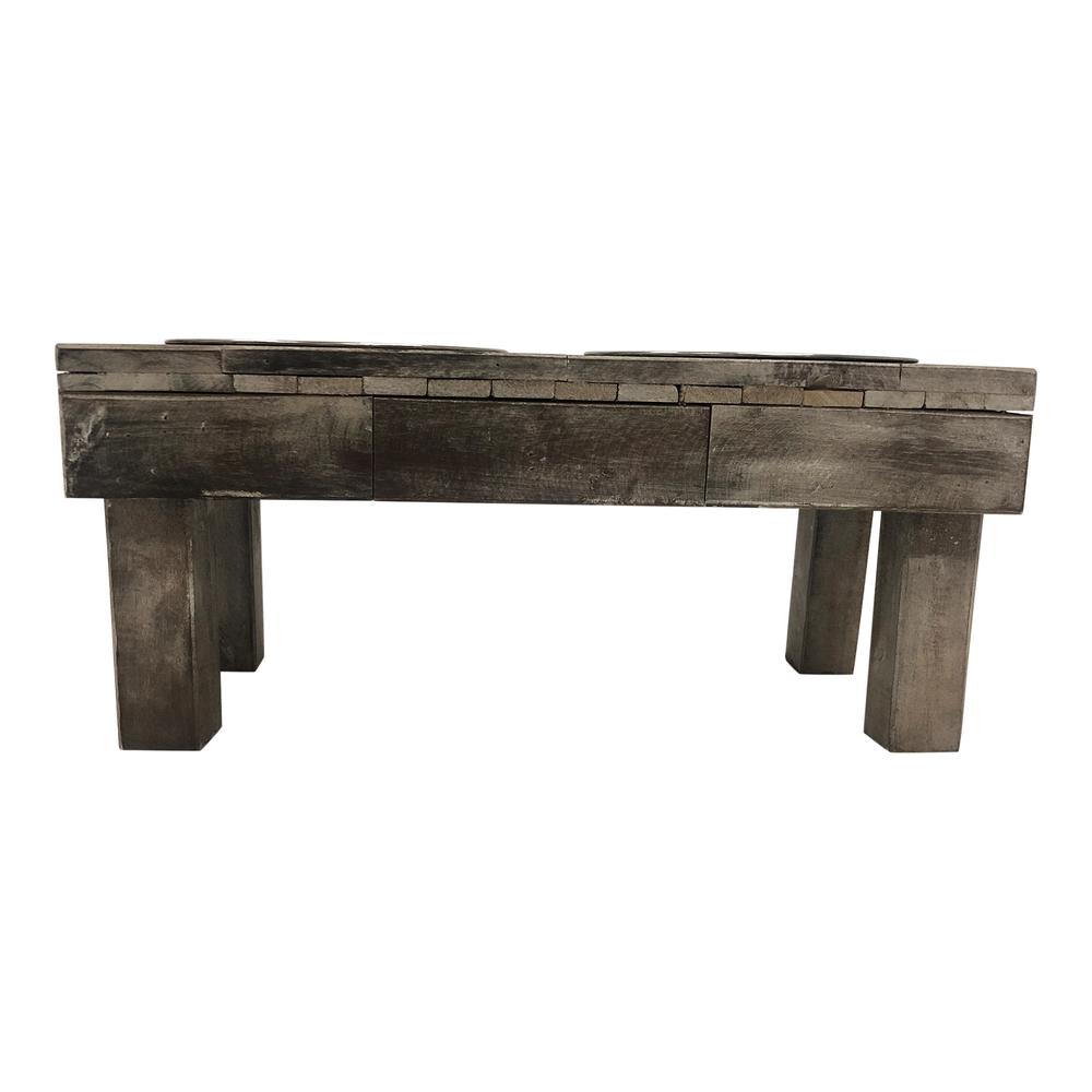 Huntley Berjen Table Double Feeder, Large Brown Wash. Picture 1
