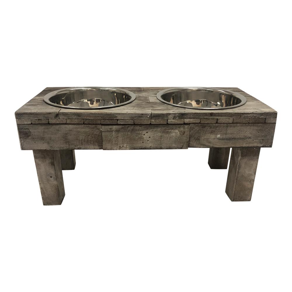 Huntley Berjen Table Double Feeder, Large Brown Wash. Picture 6