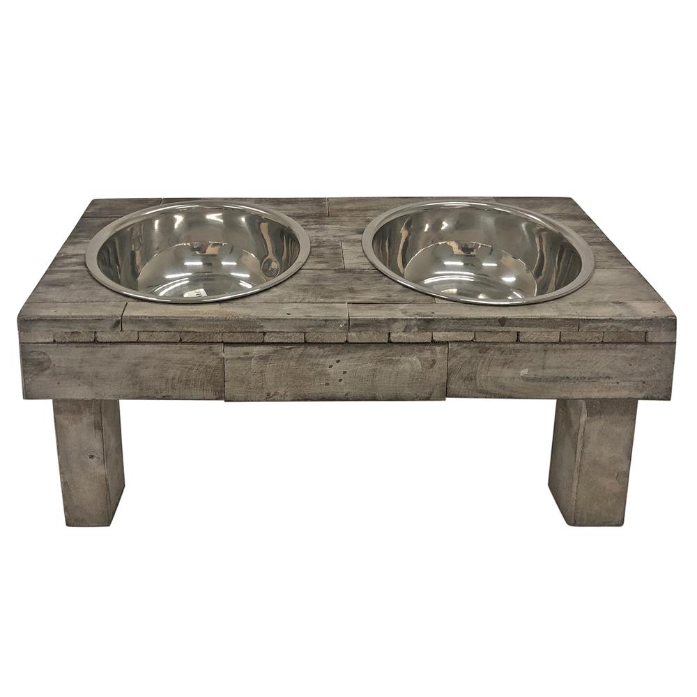 Huntley Berjen Table Double Feeder, Large Brown Wash. Picture 7