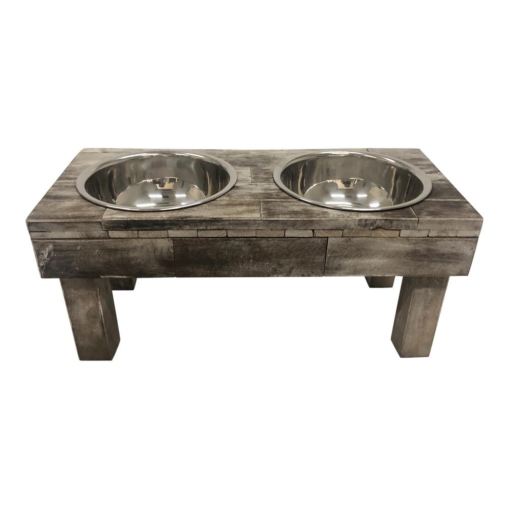 Huntley Berjen Table Double Feeder, Large Brown Wash. Picture 11