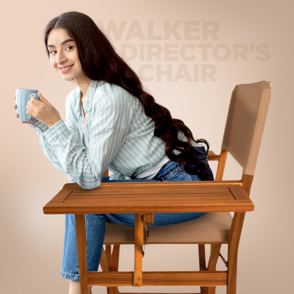 Walker Outdoor Folding Directors Chair with Side Tables. Picture 12
