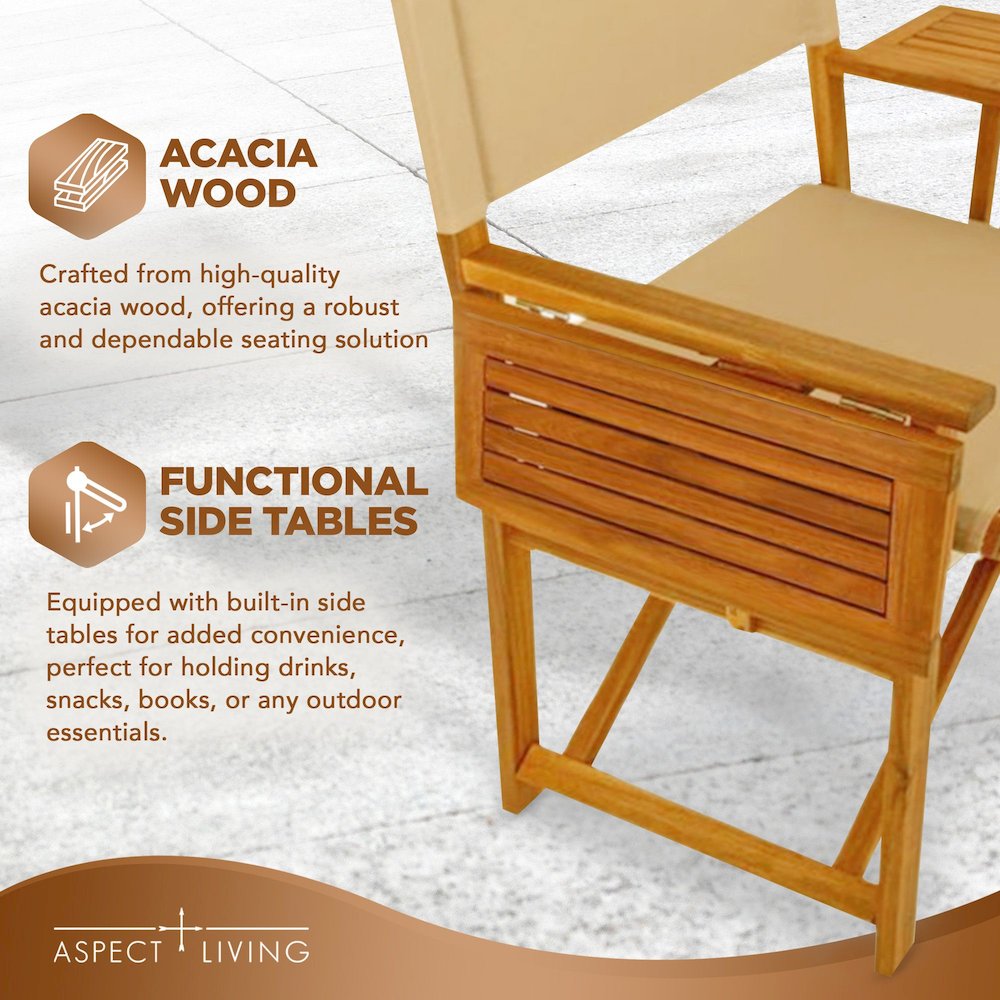 Walker Outdoor Folding Directors Chair with Side Tables. Picture 13