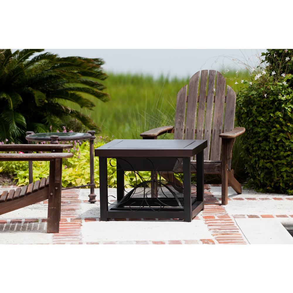 Hammer Tone Bronze Finish Cocktail Table Fire Pit. Picture 3