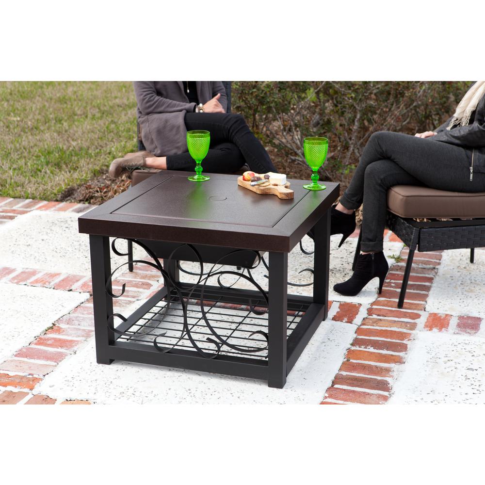 Hammer Tone Bronze Finish Cocktail Table Fire Pit. Picture 5