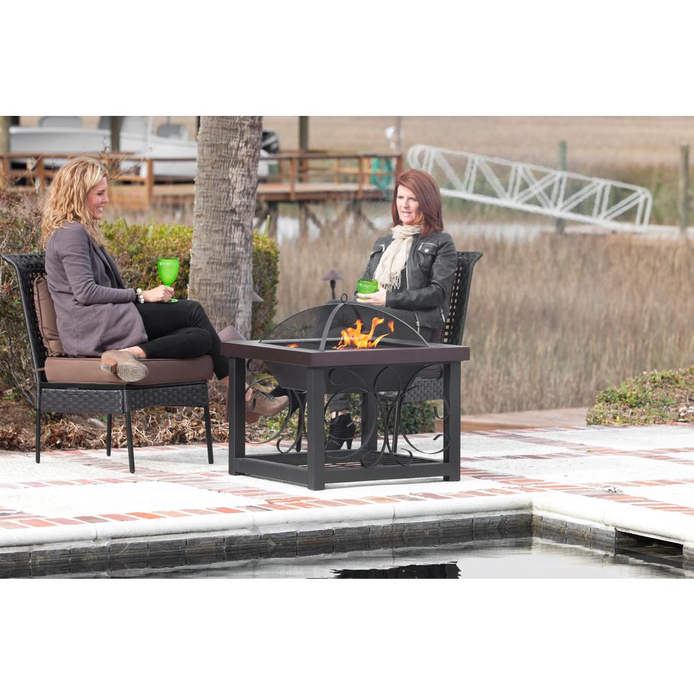 Hammer Tone Bronze Finish Cocktail Table Fire Pit. Picture 8