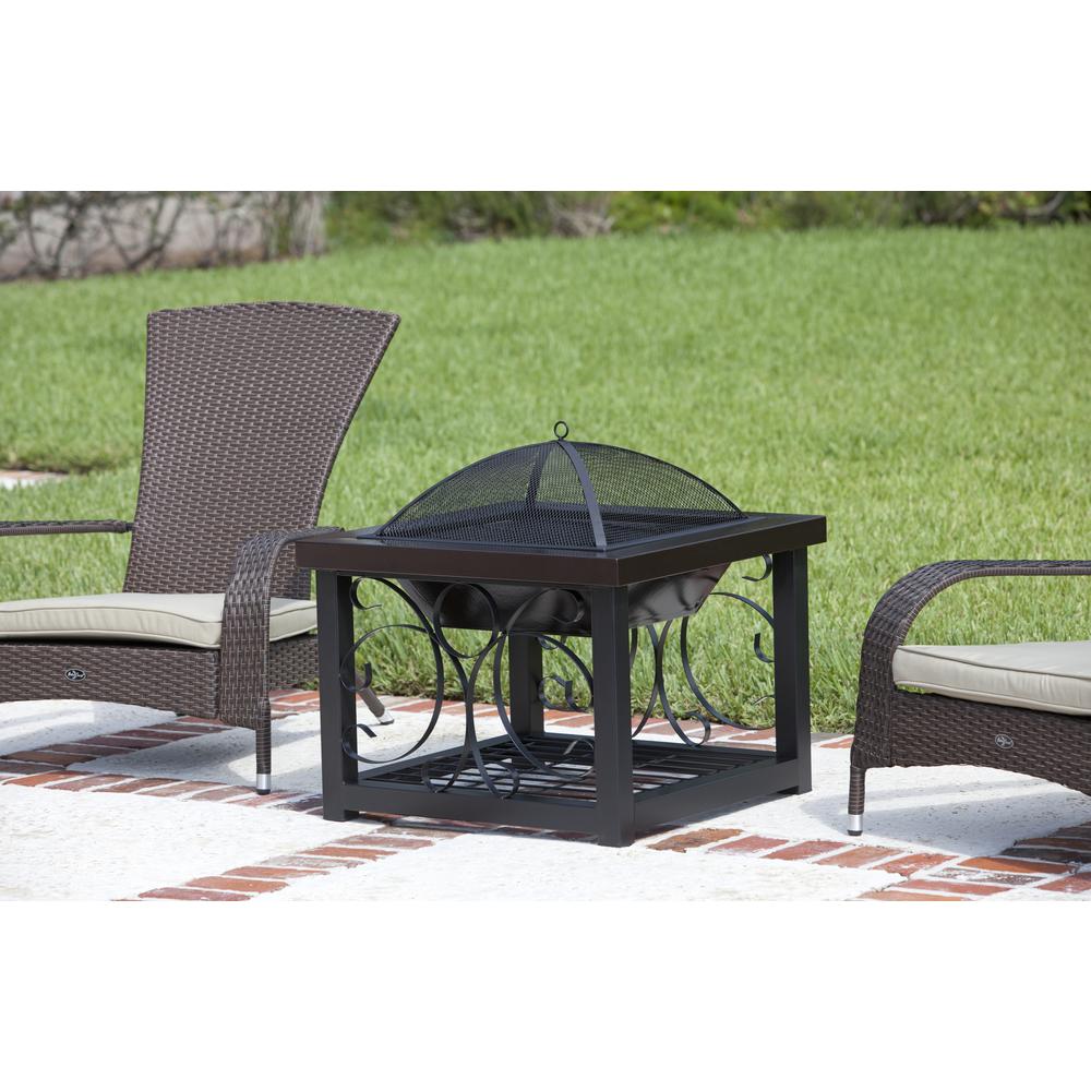 Hammer Tone Bronze Finish Cocktail Table Fire Pit. Picture 9