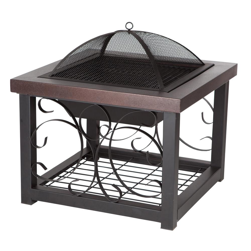 Hammer Tone Bronze Finish Cocktail Table Fire Pit. Picture 1