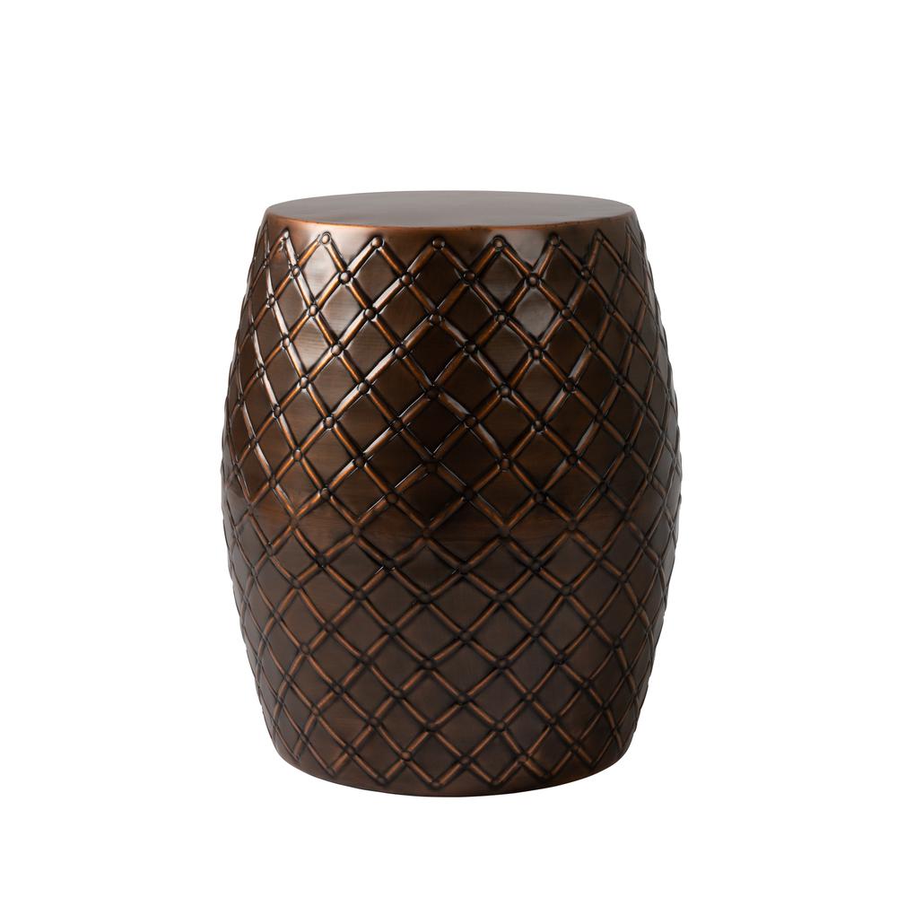 Braga Metal Stool-Table-Container In Copper Finish. Picture 1