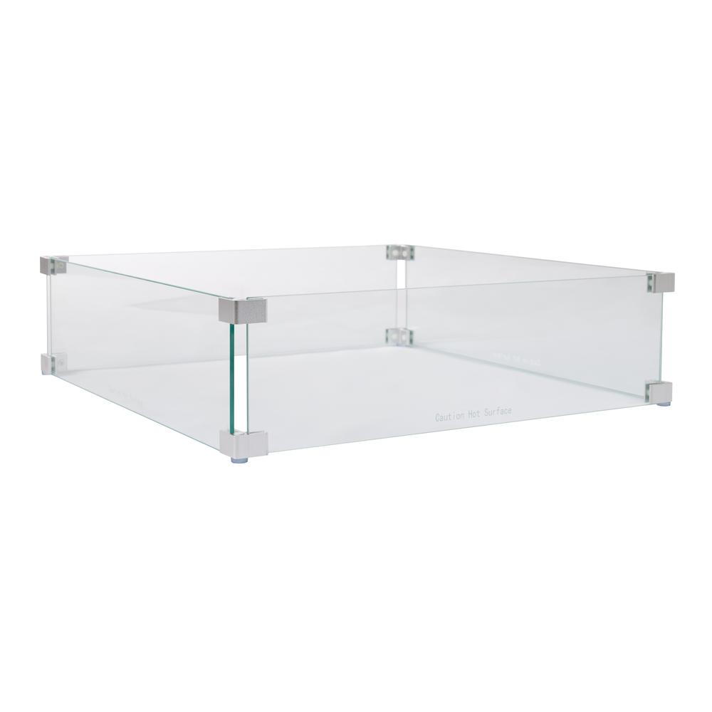 Tempered Glass Wind Guard For Square Fire Pits. Picture 1