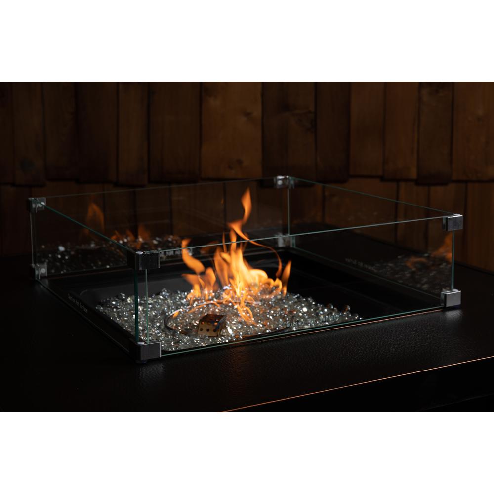Tempered Glass Wind Guard For Square Fire Pits. Picture 5
