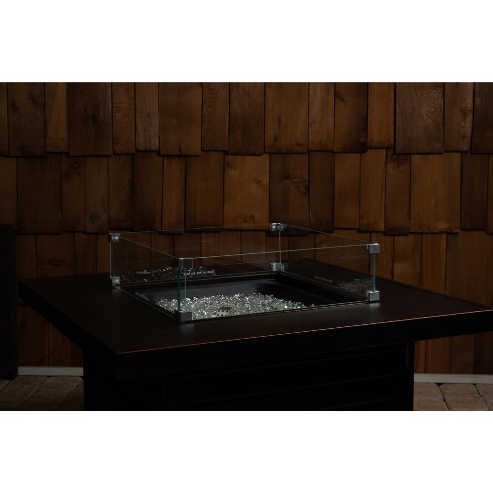 Tempered Glass Wind Guard For Square Fire Pits. Picture 6