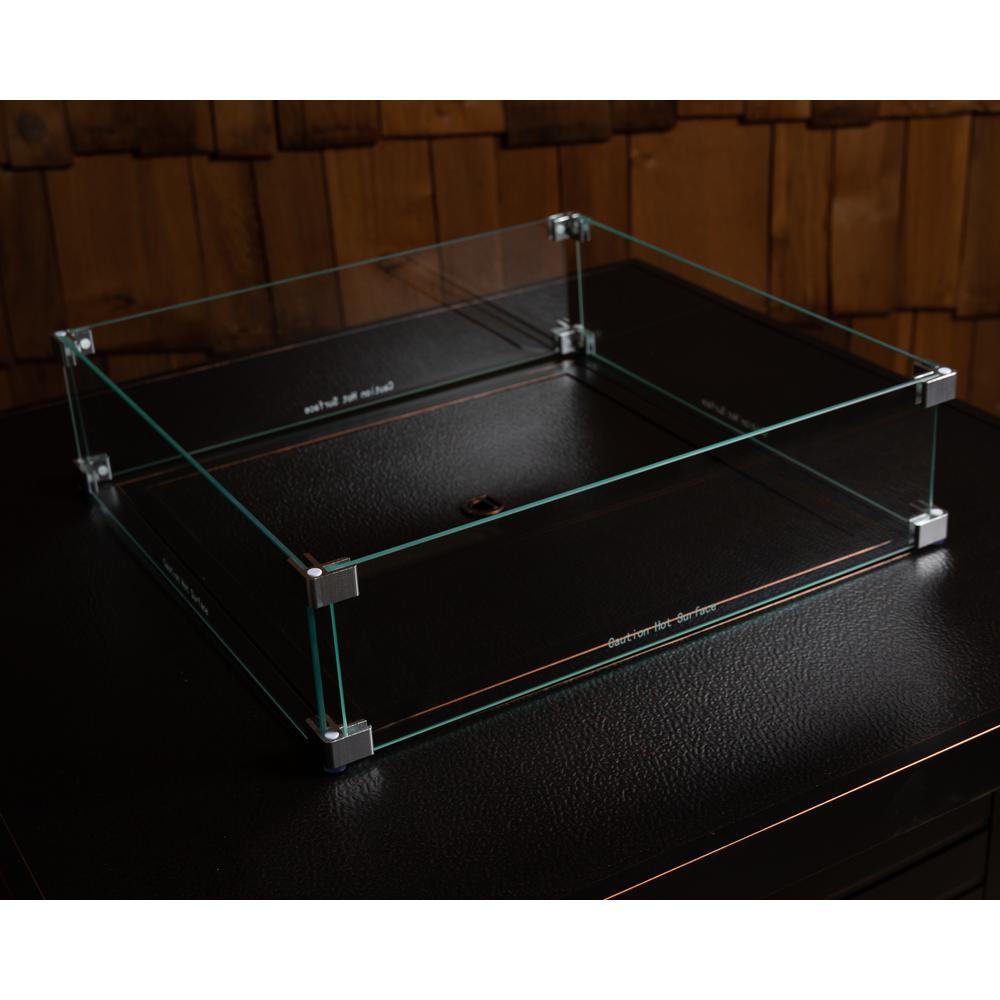Tempered Glass Wind Guard For Square Fire Pits. Picture 7