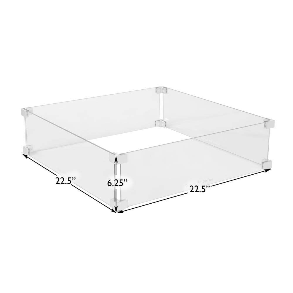 Tempered Glass Wind Guard For Square Fire Pits. Picture 11