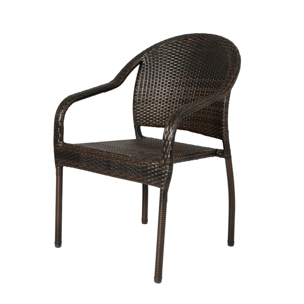 Rhodos Café Stacking Chair In Mocha All-Weather Wicker - 4pk. Picture 1