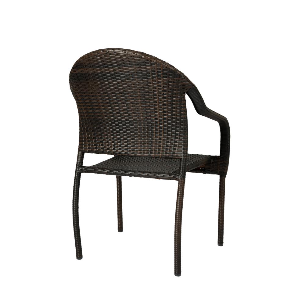 Rhodos Café Stacking Chair In Mocha All-Weather Wicker - 4pk. Picture 3