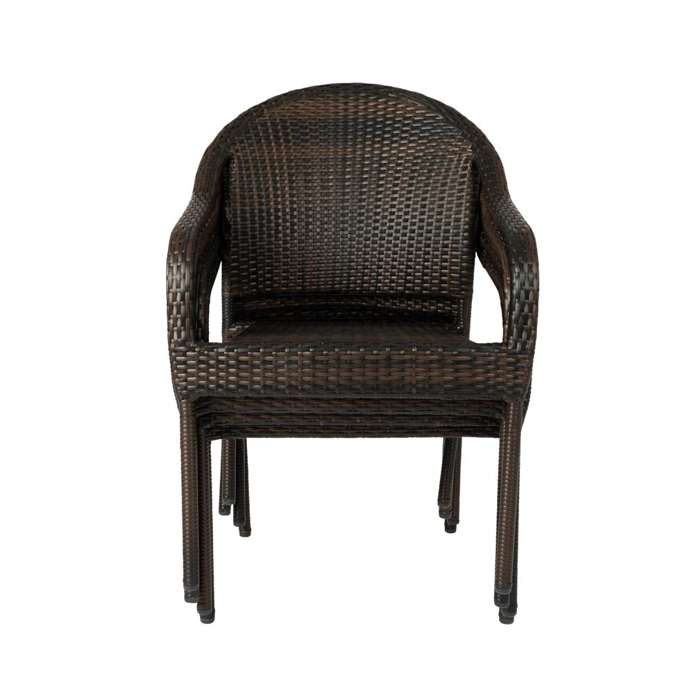 Rhodos Café Stacking Chair In Mocha All-Weather Wicker - 4pk. Picture 9
