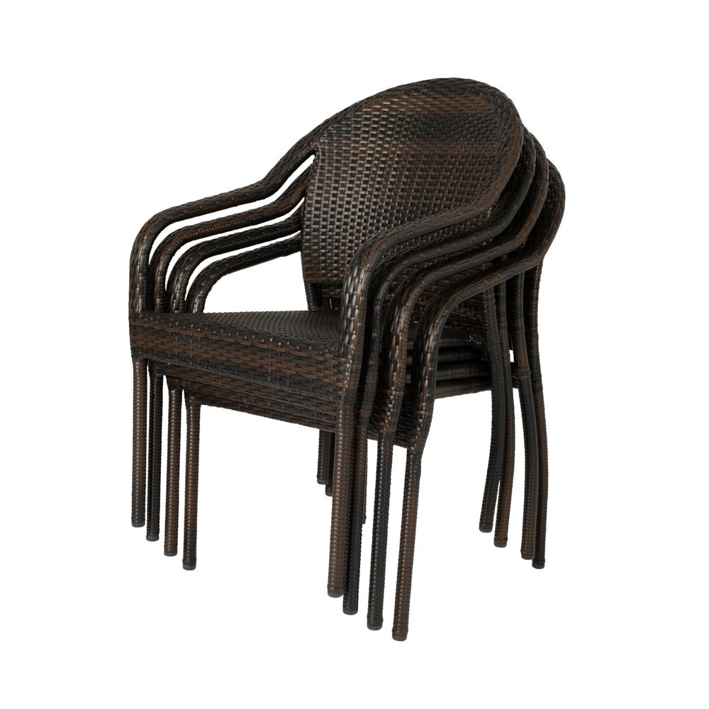 Rhodos Café Stacking Chair In Mocha All-Weather Wicker - 4pk. Picture 10