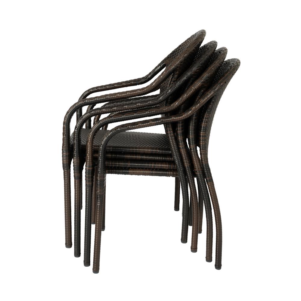 Rhodos Café Stacking Chair In Mocha All-Weather Wicker - 4pk. Picture 11