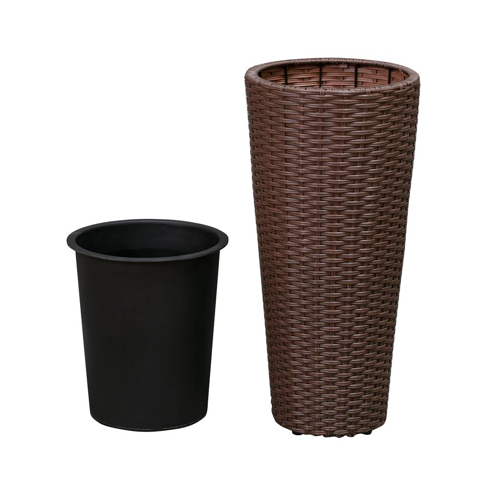 Noah 2-Piece Wicker Planter Set, Mocha. Picture 1