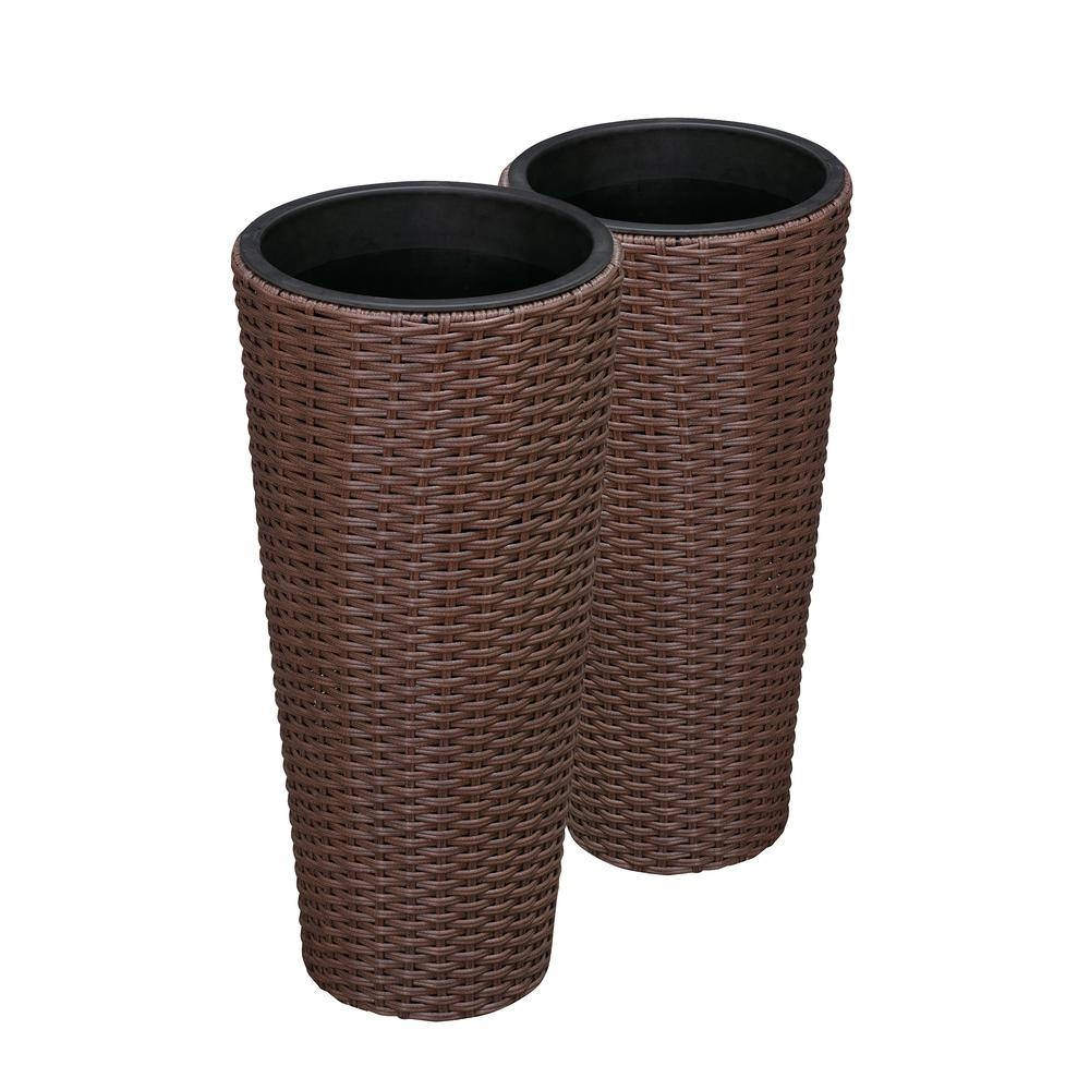 Noah 2-Piece Wicker Planter Set, Mocha. Picture 5