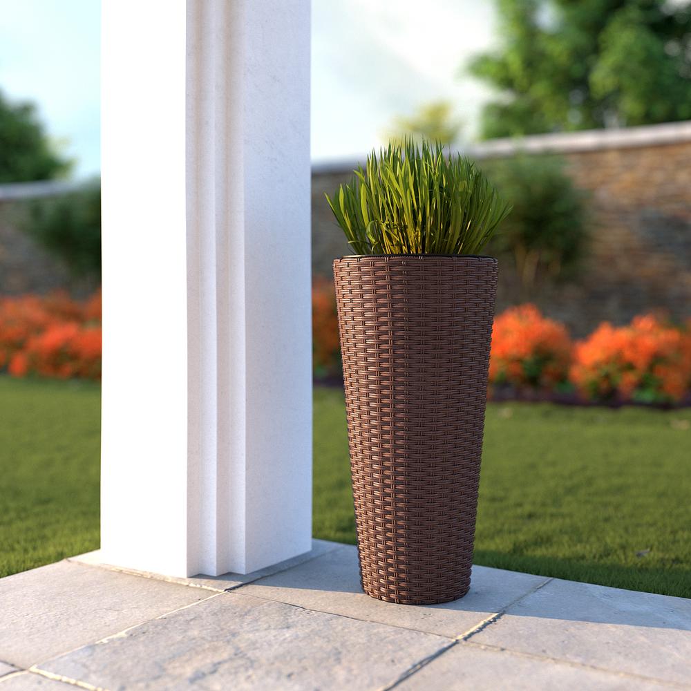 Noah 2-Piece Wicker Planter Set, Mocha. Picture 7