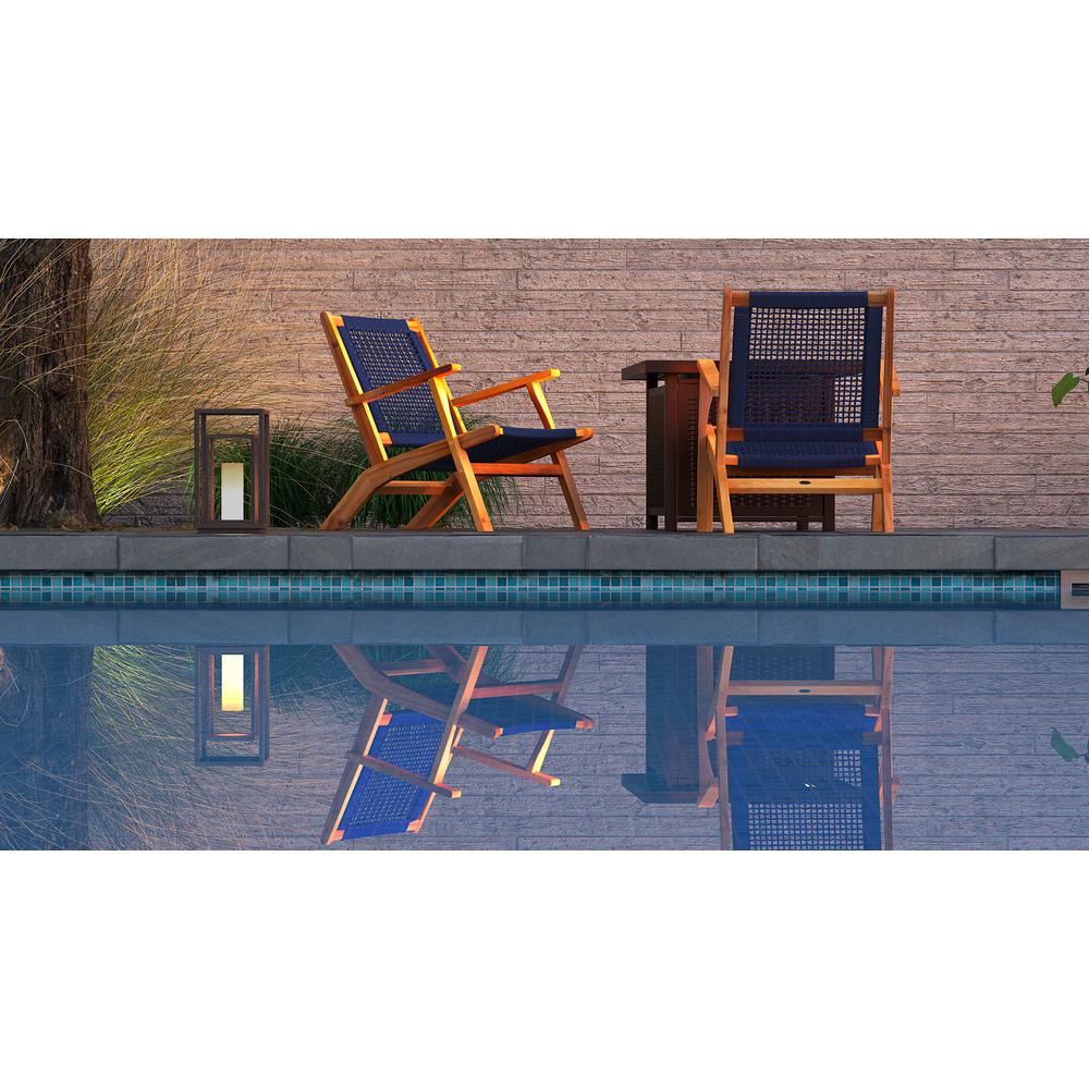 Vega Natural Stain Outdoor Chair in Navy Blue Cording. Picture 9