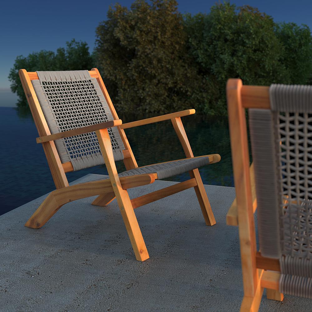 Vega Natural Stain Outdoor Chair in Gray Cording. Picture 7