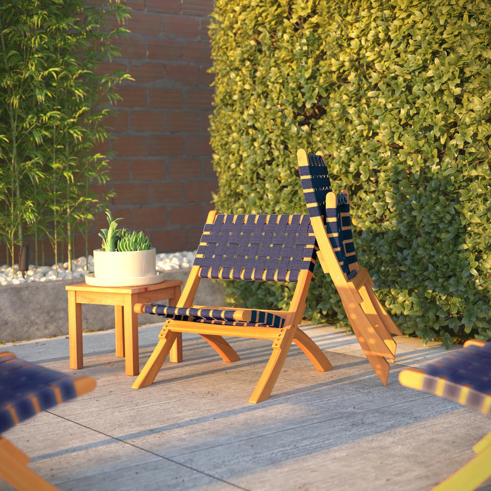 Sava Indoor-Outdoor Folding Chair in Navy Blue Webbing. Picture 11