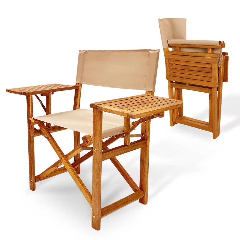 Walker Outdoor Folding Directors Chair with Side Tables. Picture 9