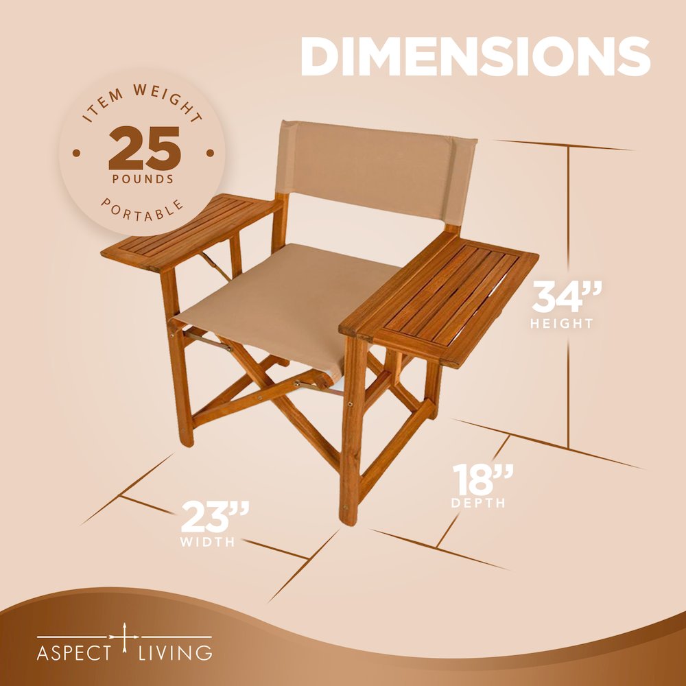 Walker Outdoor Folding Directors Chair with Side Tables. Picture 15