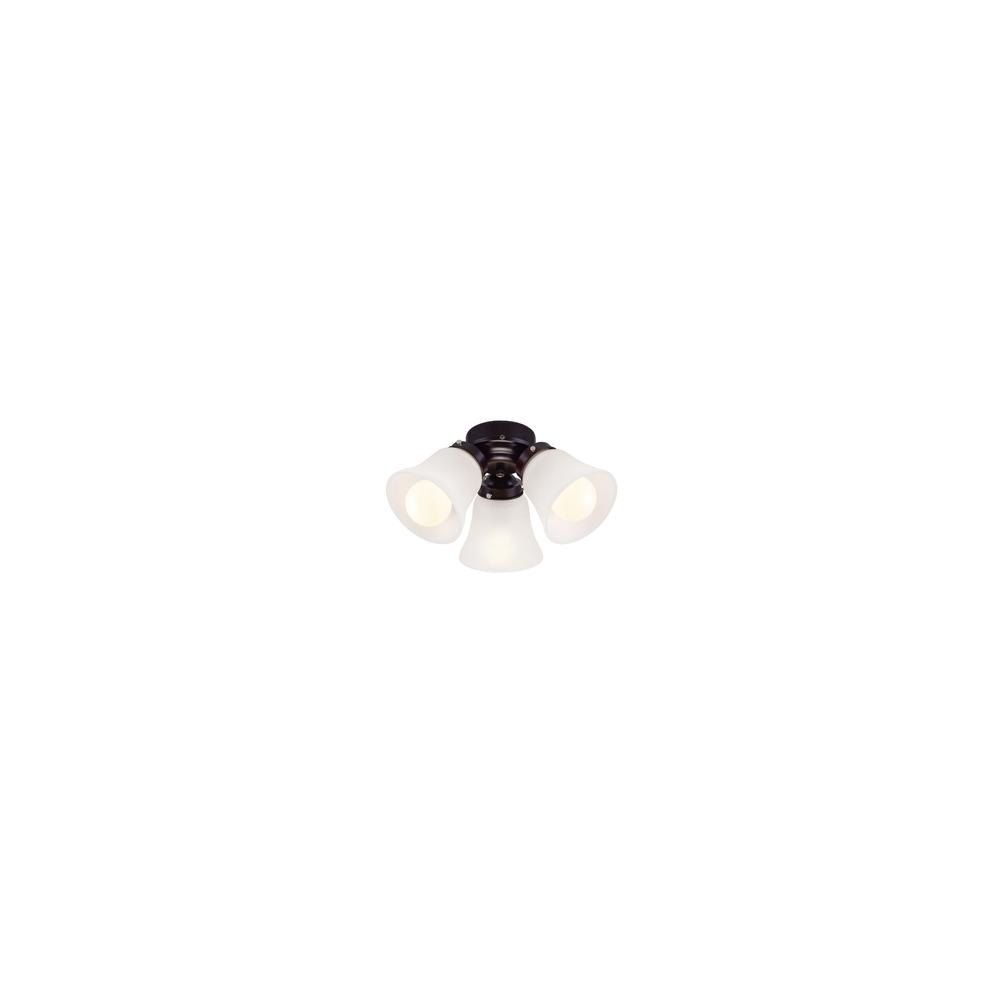 3-Light Oiled Bronze White Glass LED. Picture 1